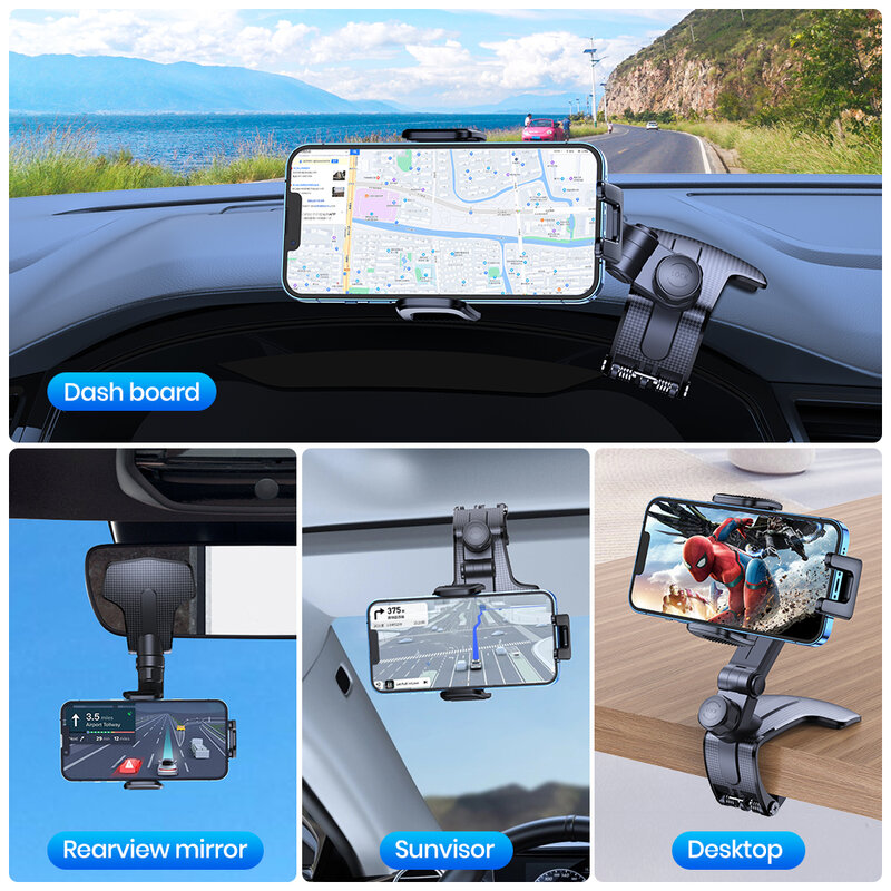 TOPK 대시보드 휴대폰 거치대 클립 마운트, 차량용 GPS 지지대 브래킷, 휴대폰용 휴대용 거치대