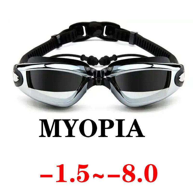 2021 Volwassen Bijziendheid Zwembril Oordopje Professionele Zwembad Bril Anti Fog Mannen Vrouwen Optische Waterdicht Eyewear Groothandel