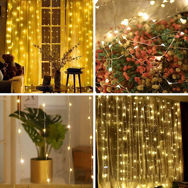 3M USB LED Fairy String Curtain Lights Garland For New Year Holiday Party Wedding Birthday Bedroom Christmas Home Festoon Decor