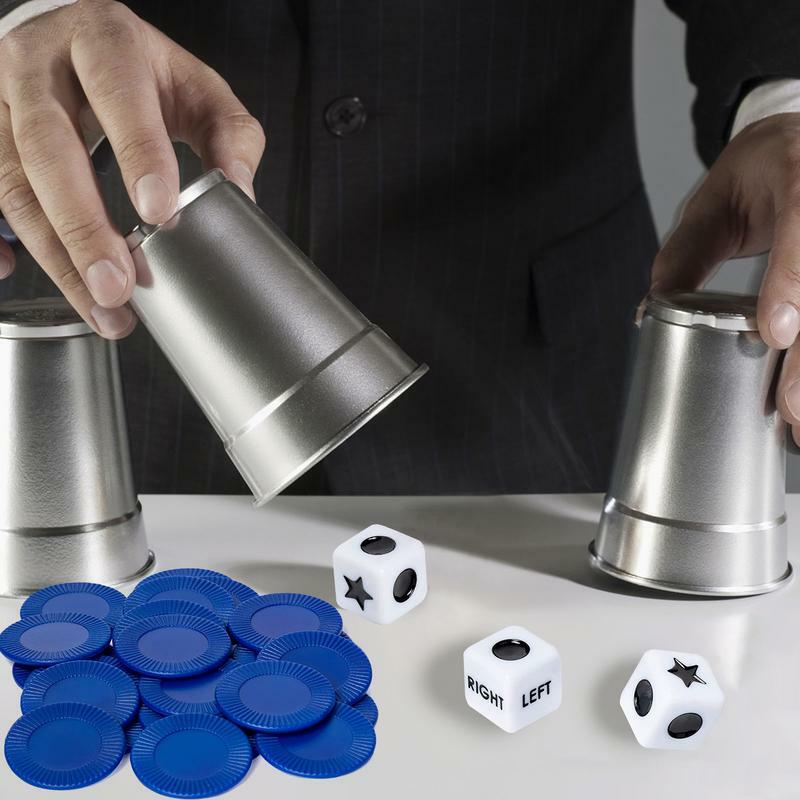 Left Right Center Dice Game English Version Innovative Left Right Center Table Game With 3 Dices And 24 Chips For Club Drinking