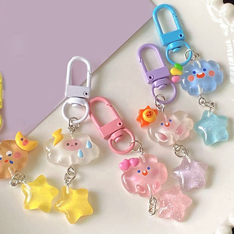 Jelly Pentagram resina portachiavi stelle ciondolo portachiavi per ragazze zaino fascino custodia per cuffie accessori coppia creativa regali