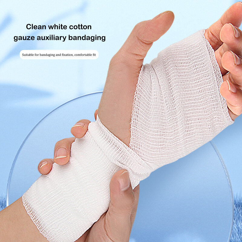 Rouleau de Bandage en Gaze de Coton Absorbant, pour Blessure, Hémostase, Fixation, Premiers Secours, 4.5m