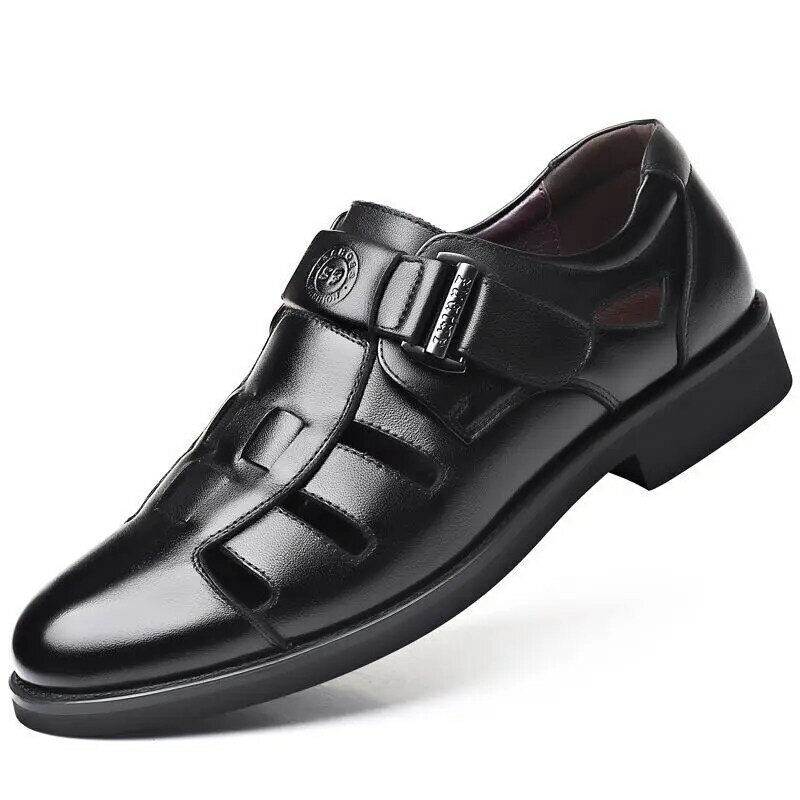 Sandales classiques en croûte de cuir pour hommes, chaussures d'extérieur légères et décontractées, pantoufles à la mode, grande taille 44, 2022