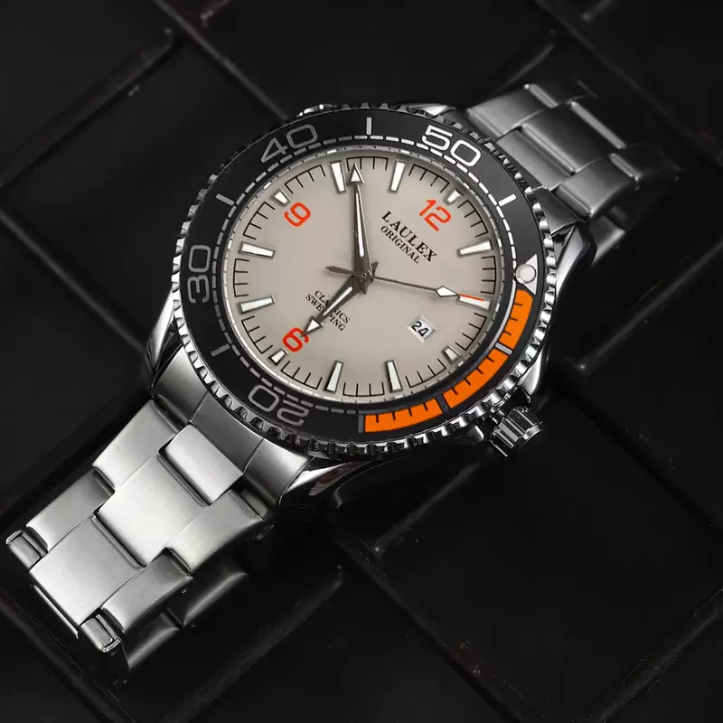Lautix Luxo Genuine Haima Series Watch Case, Totalmente automático, Segunda varrição Importado, Movimento Quartz, Calendário