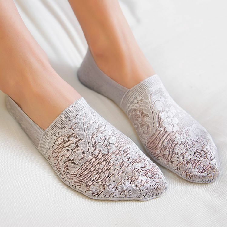 5 pares conjunto de moda mulheres meninas verão harajuku meias estilo lace flor curta meias antiderrapante tornozelo invisível para as mulheres