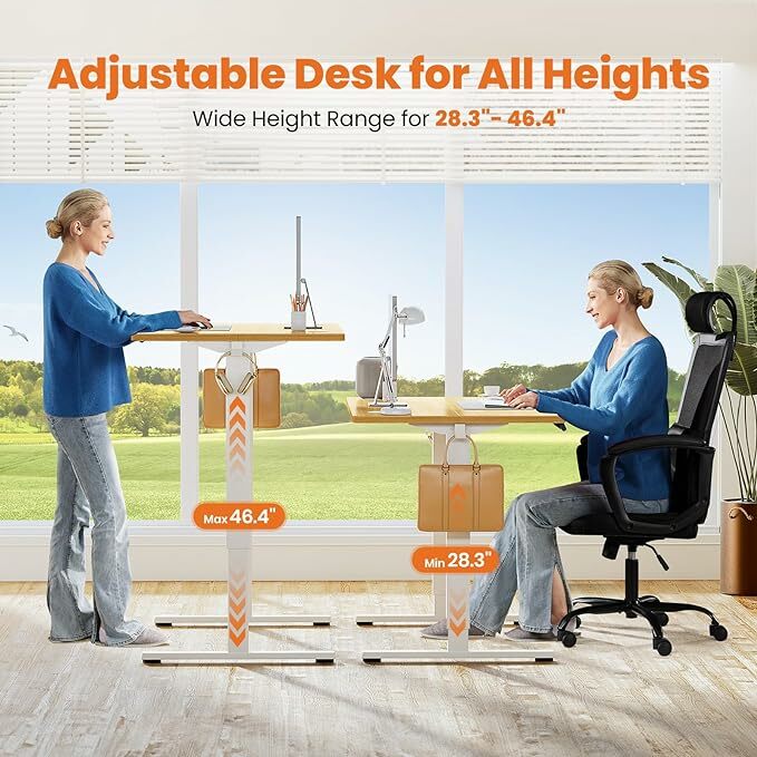 Escritorio de pie con tablero eléctrico empalmado, altura ajustable, 40x24 pulgadas, elevación ergonómica para oficina y hogar