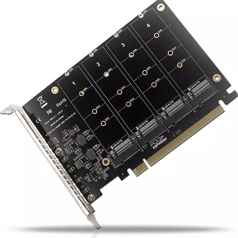 بطاقة توسيع قارئ محول القرص الصلب ، 4 منافذ M.2 NVMe SSD إلى مفتاح PCIE X16M ، 4x32 ، 4x32 ، PH44