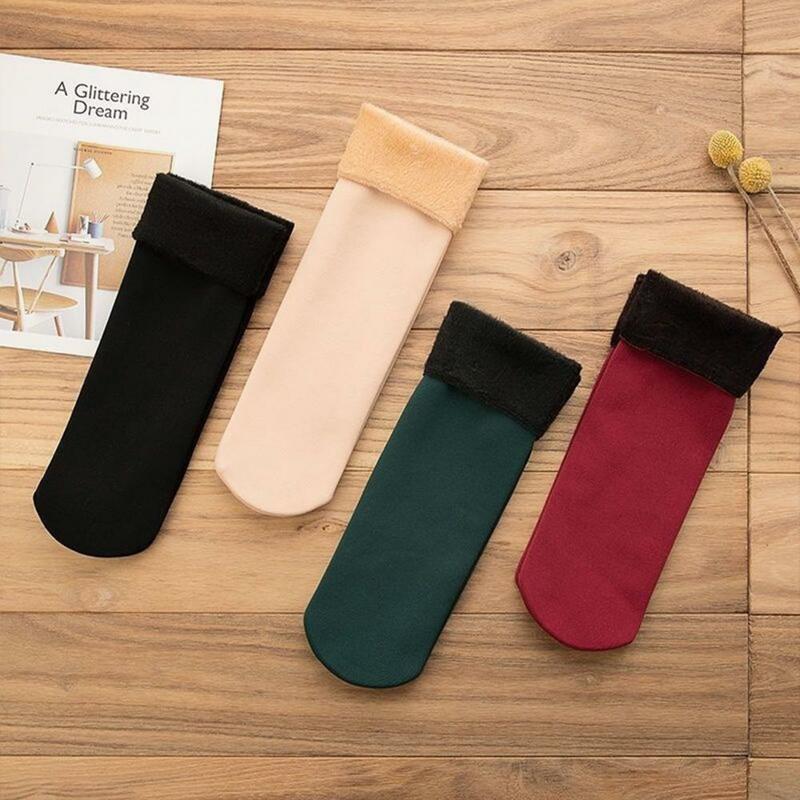 1 Pair Thermal Socks Trendy Sweat-Free Women Socks Winter Solid Color Warm Thickened Thermal Socks for Home Wear