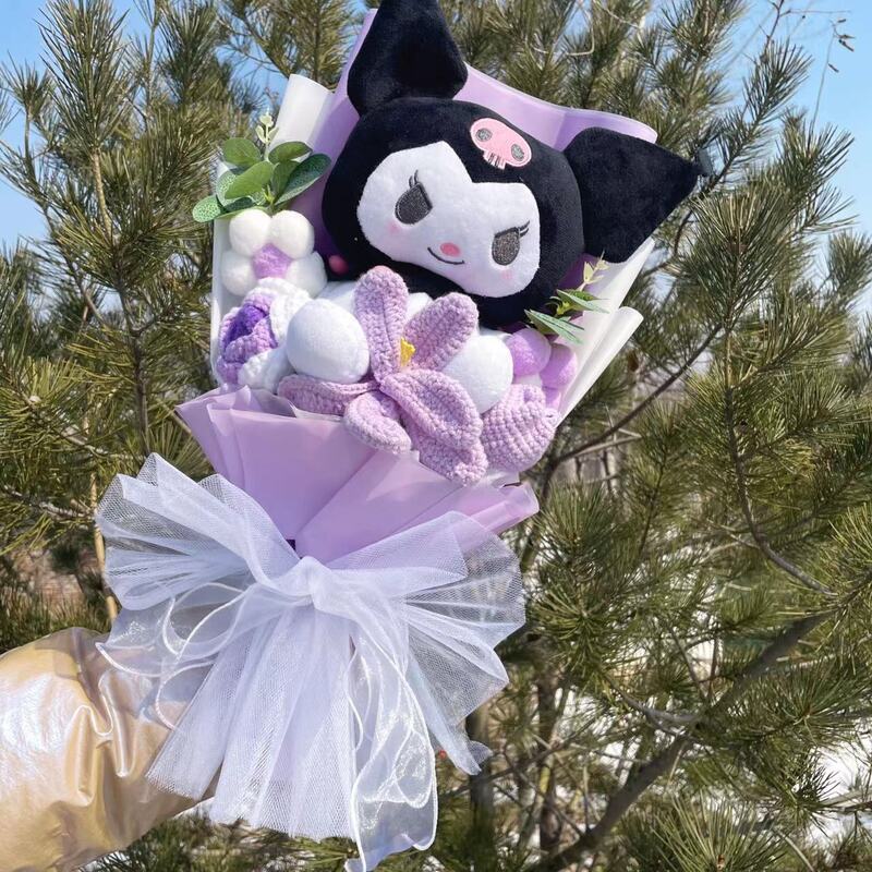 การ์ตูน My Melody Kuromi Cinnamoroll Kt ตุ๊กตาตุ๊กตาแมวของเล่น Sanrio Bouquet ของขวัญกล่องวันวาเลนไทน์คริสต์มาสสำเร็จการศึกษาของขวัญ