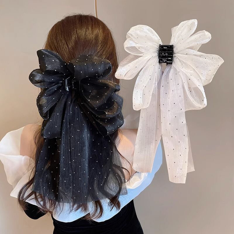 Корейский стиль Instagram супер фея жемчужная лента бант захват зажим женская спина голова система Мори полузажим для волос головной убор карточка для волос