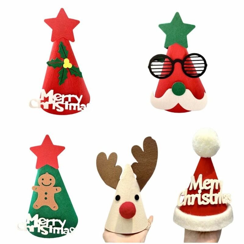 Topi Natal Santa Claus, topi pesta kartun hewan, topi Santa Claus, topi Natal Felt lucu