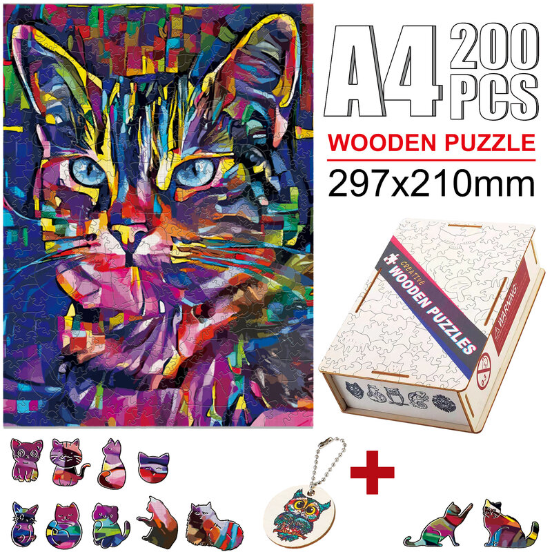 Unique Animal Jigsaw Puzzles Adults Colorful DIY Wooden Crafts Kids Birthday Gifts Parent-Child Educational Interactive Games
