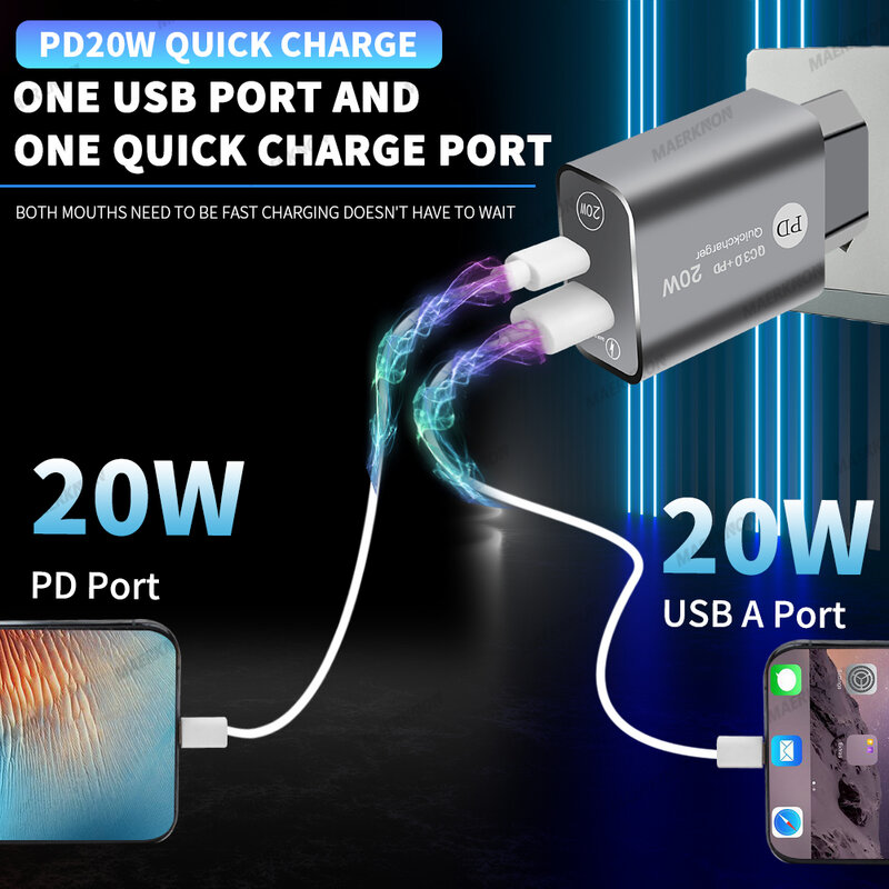 Зарядное устройство PD с USB-портом и поддержкой быстрой зарядки 3,0 для iPhone 14, 13, 12 Pro MAX, Airpods, Huawei, Xiaomi, Samsung, адаптер для быстрой зарядки телефона