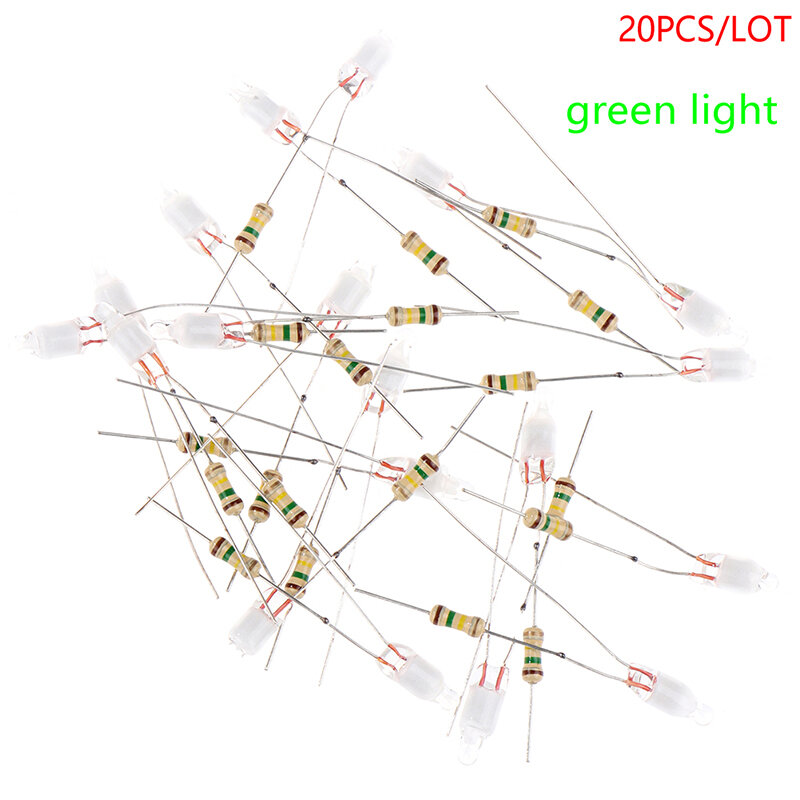 20 Stück grüne Anzeige Neonlicht Zeichen f4 Neonlight mit Widerstand 4*10mm Glühlampe Zubehör