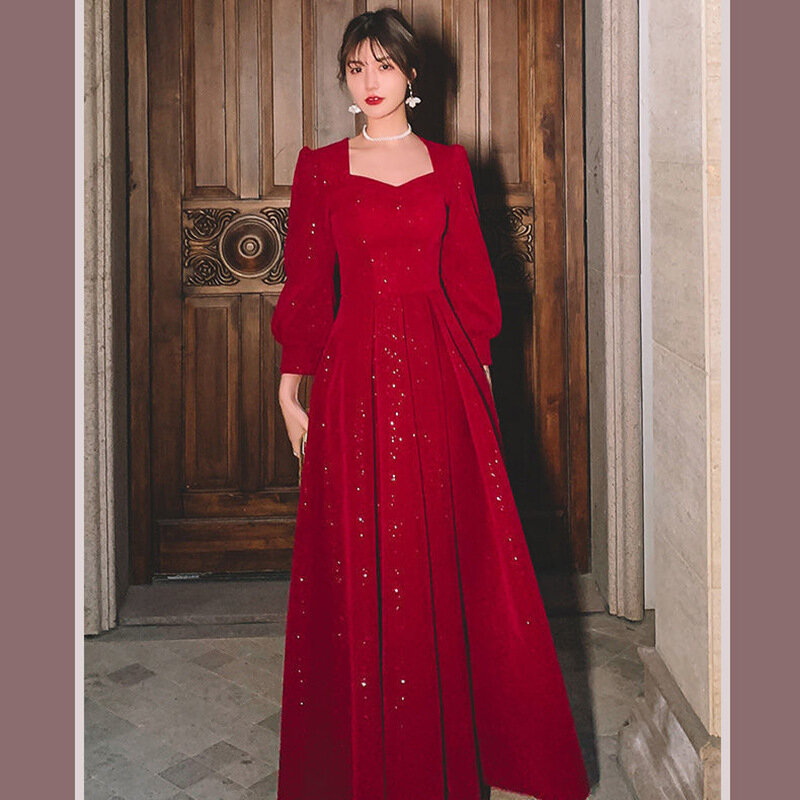 2024 красное элегантное платье, платья для ведущих выступлений, платье подружки невесты, сестры, вечернее платье для выпускного вечера