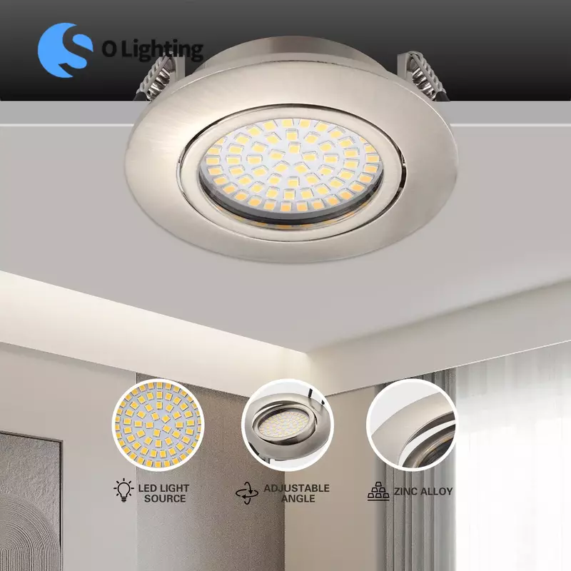 Spot Lumineux LED Rond avec Inclinaison Réglable pour le Plafond, Éclairage d'Nik, 5W, 450 Canaux, 62 Ultra Mince, 6 Pièces