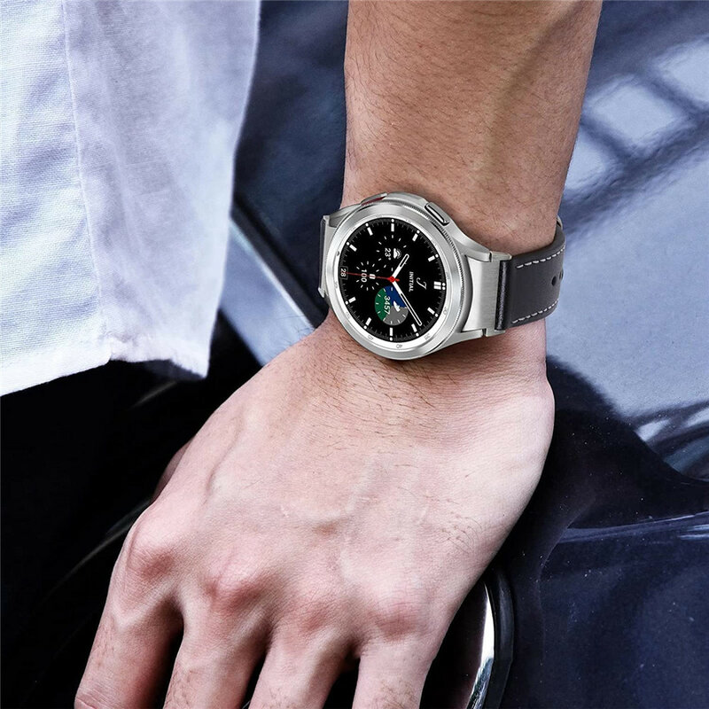Tali jam tangan Samsung Galaxy, tanpa celah untuk Samsung Galaxy Watch6 5 pro 45mm 44mm 40mm kulit asli 4 6 klasik 47mm 46mm