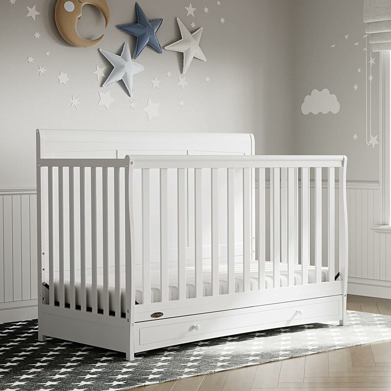Ouro Certified Berço com gaveta Combo, Full-Size Nursery armazenamento gaveta, converte-se para criança Bed, Daybed e Full-Size Bed