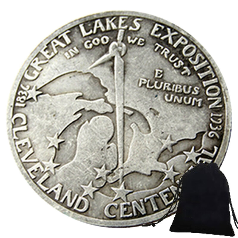 Роскошная парная художественная монета 1936 США свободы Кливленда за полдоллара/монета для ночного клуба/Карманная памятная монета на удачу + подарочный пакет