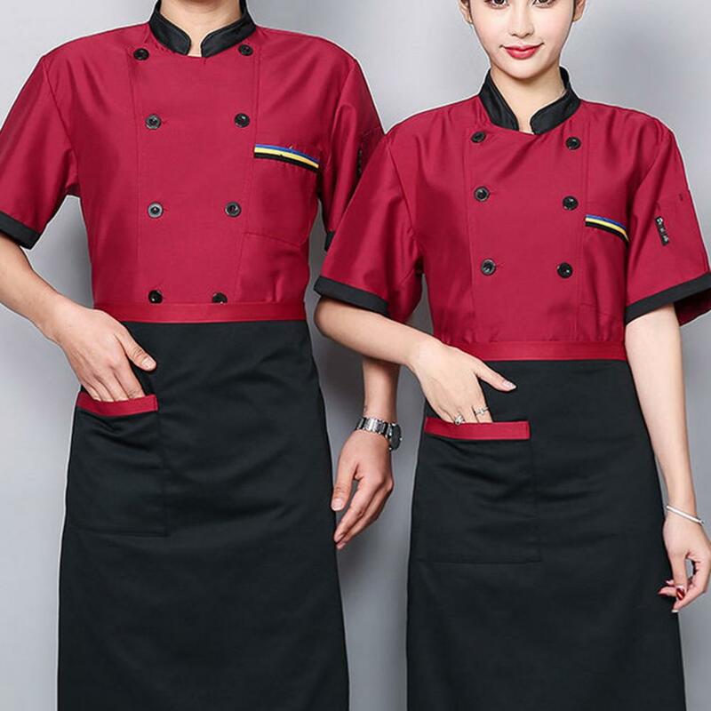 Chaqueta de camarero de café transpirable, uniforme de bolsillo Unisex, chaqueta de Chef que absorbe la humedad, servicio de comida de panadería, abrigo de cocinero