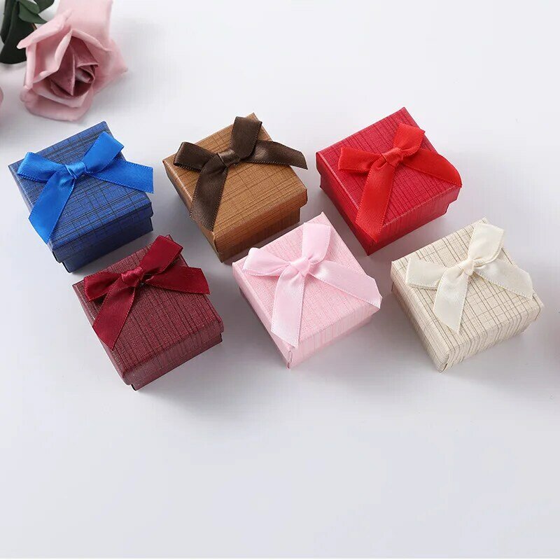 Bowknot Jewelry Packaging Box for Birthday Proposal Wedding Earrings Ring Necklace Gift Box Cardboard Square Jewelry Box Joyero