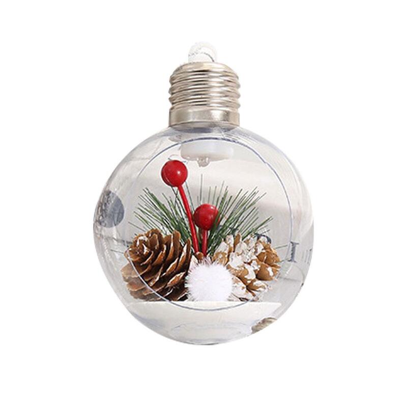 Transparent LED Christmas Ball Lights Lighted Hanging Decoration Glow Balls For Home Party Decoration Kid Festival Gifts S3E5