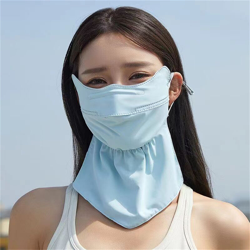 Masque de protection solaire anti-UV pour femme, écharpe de cyclisme respirante, cagoule de randonnée, couvre-visage, crème glacée, été