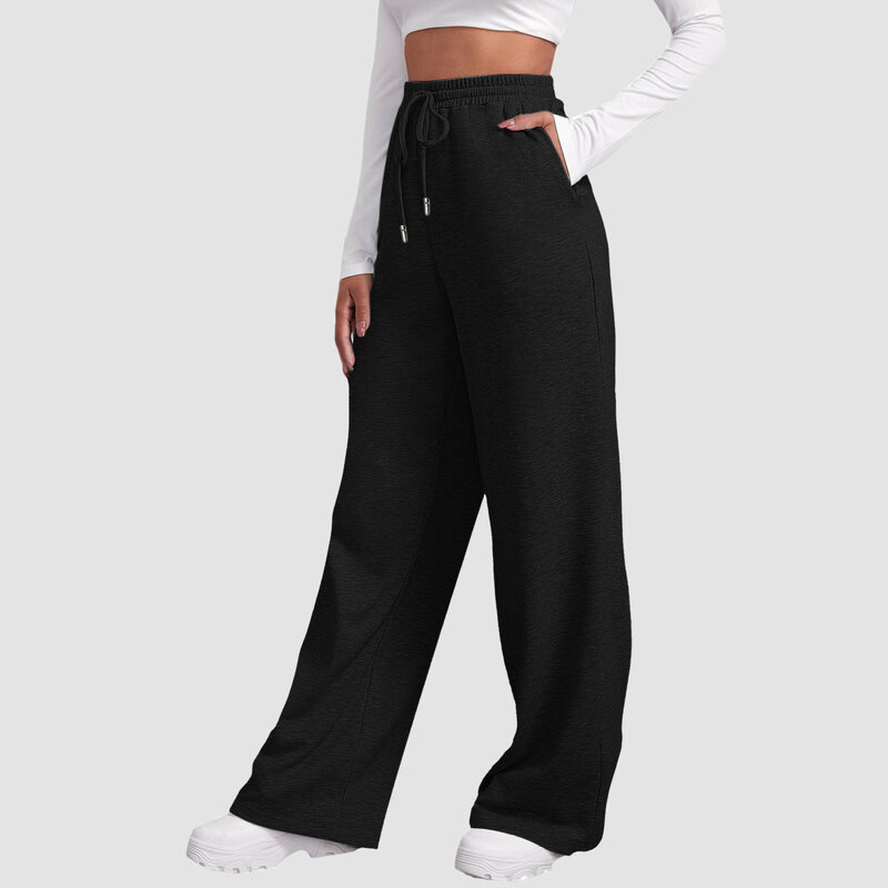 Wide Leg Pants For Women’S Fleece Lined Sweatpants Straight Pants Bottom All-Math Plain Fitness Joggers Pants Travel Basic