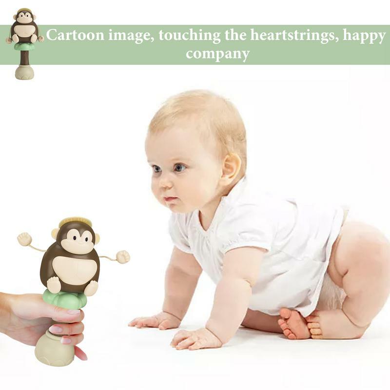 Gorilla Baby Rattle Toy Cute Animal Musical Rattle Drum Newborn Can Bite Hand Ringing Bell Soothing Gift Soft Hand Rattle Stick