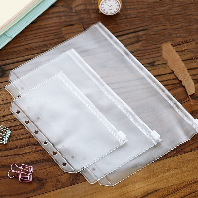 Transparent PVC Lose Blatt Budget Binder Taschen Dokumente Halter Datei Organizer Zipper Binder Beutel für Notebook 5 Stück set