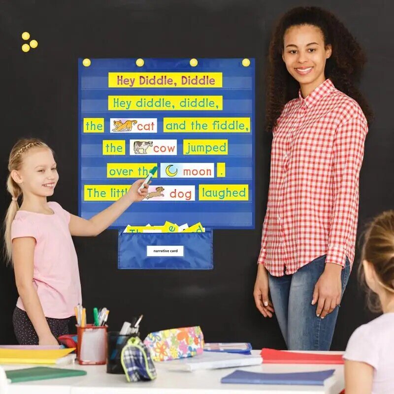 Daily Schedule Pocket Chart Kindergarten Pocket Chart With Zippered Word Card Pouch Homeschool Teaching Supplies Educational