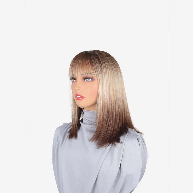 SNQP-Perruque blonde et brune courte droite pour femme, 36cm, cheveux longs, fête 03/Cosplay, degré de chaleur, aspect naturel, nouveau