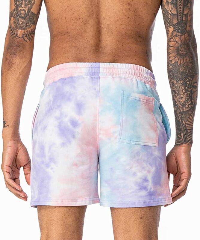 AIMPACT Men's Tie Dye Shorts Bodybuilding Workout Cotton Gym Shorts with Pockets