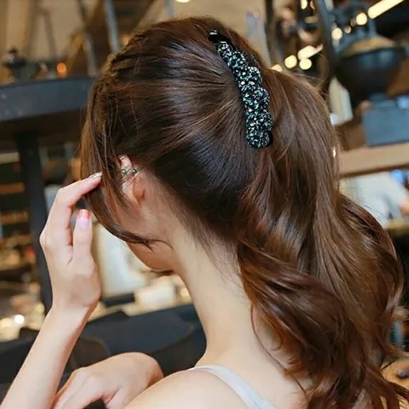 DIY cakar rambut untuk wanita berlian untuk gadis klip vertikal klip pisang pemegang ekor kuda aksesoris rambut gaya Korea klip rambut