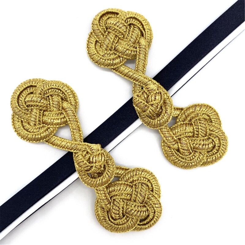 Vintage złoty drut chińskie guziki zapinane na węzeł tradycyjny ornament Cheongsam M6CD