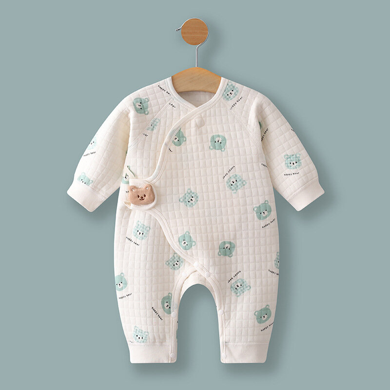 용수철 가을 0-6 개월 아기 롬퍼, 신생아 여아 및 남아용 100% 면 의류, 긴 소매 유아 의류, 잠옷 작업복