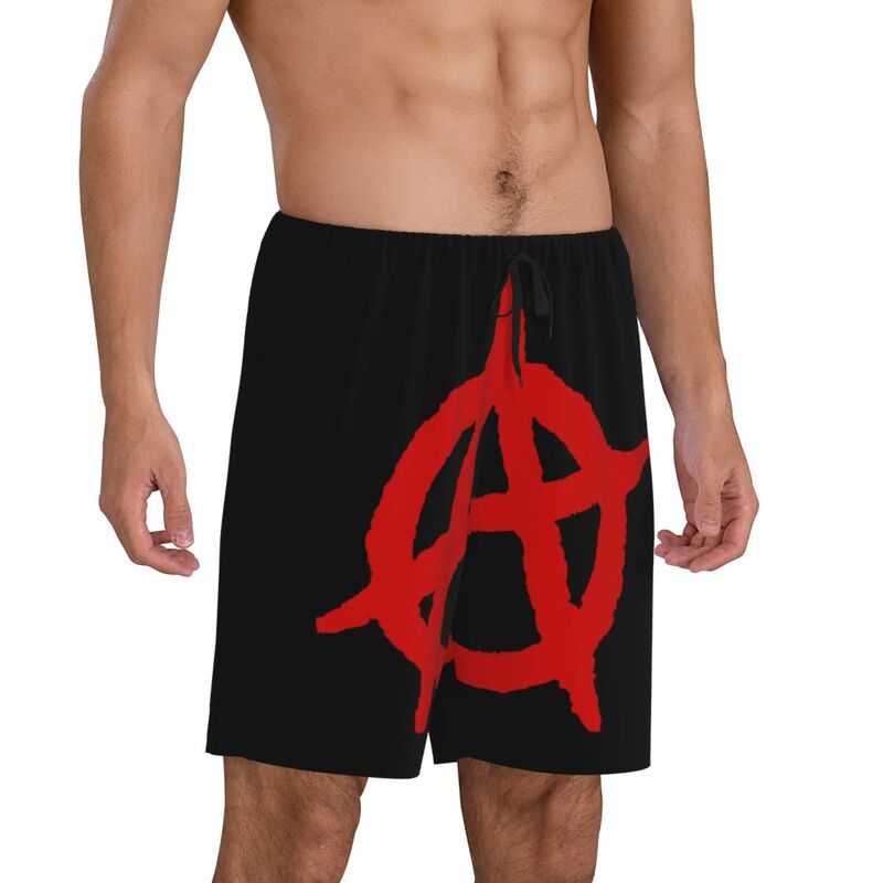 Пижамные штаны на заказ с символами анархии для мужчин, шорты для отдыха и сна, пижама на завязках с карманами
