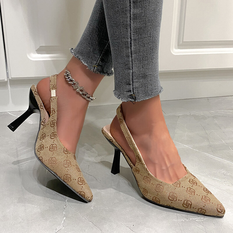 Brand Designer High Heels Sandals Women 2024 Summer Pointed Toe Ankle Straps Pumps Woman Plus Size 42 Thin Heeled Party Shoes