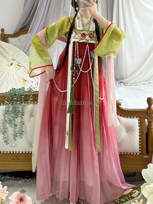 2024 chinese style improved daily spring hanfu ancient fairy princess suit retro tang dynasty sweet women cosplay hanfu dress