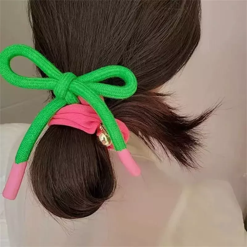 Coreano Verão Bowknot Elastic Scrunchies Cabelo Loop Charm Cabelo Corda Elegante Cavalinha Laços Acessórios para o Cabelo para Mulheres Headwear