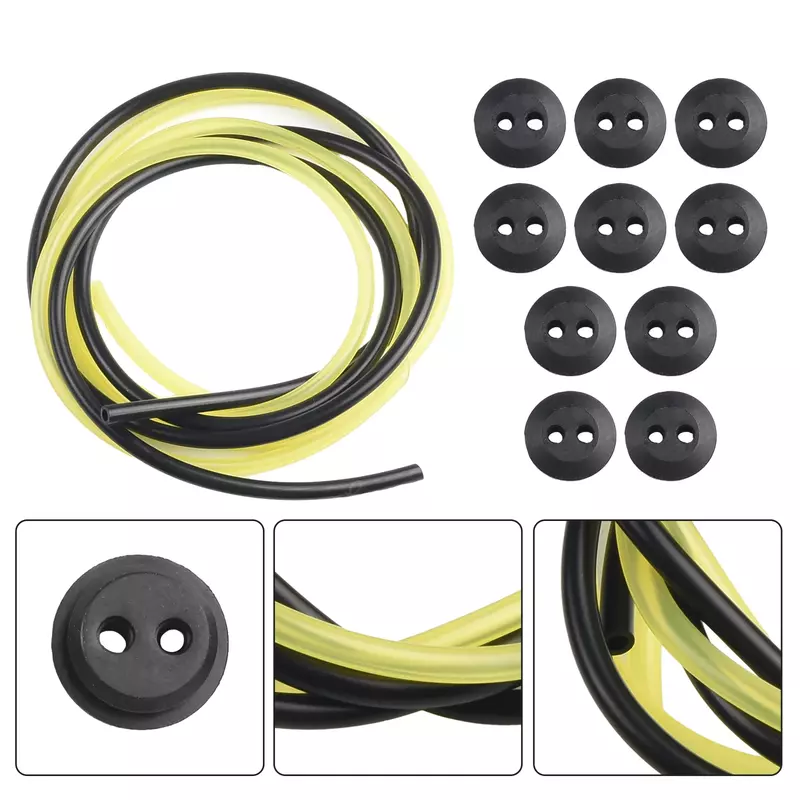 12pcs 2 Holes Fuel Tank Grommet Rubber With Fuel Line Pipe For Brush Cutter  Garden Power Tool Accessories Replacement