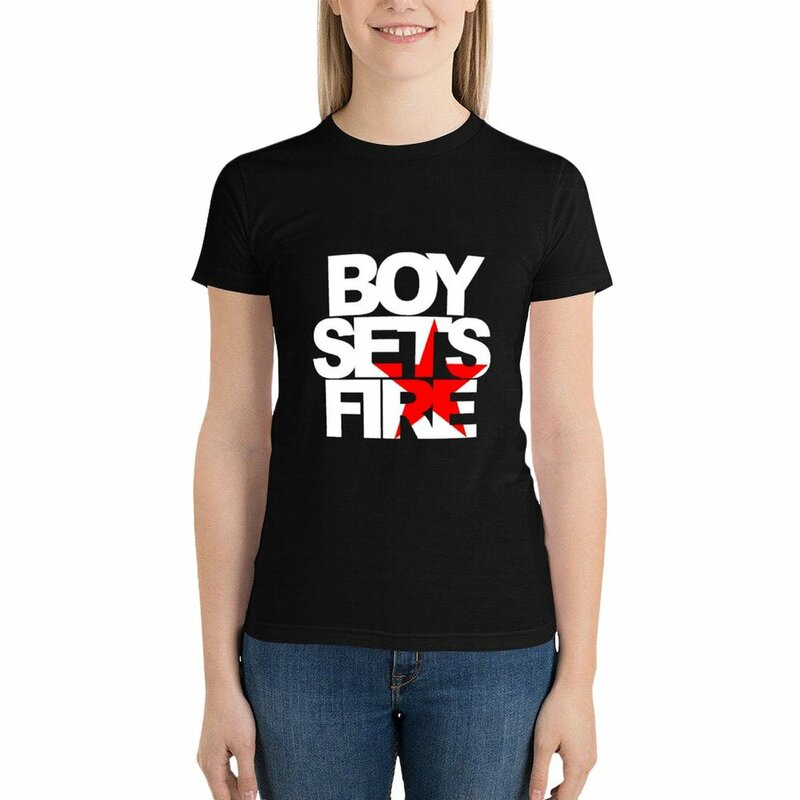 Boysetsfire baju kaos wanita ukuran plus T-shirt dress untuk wanita ukuran plus seksi