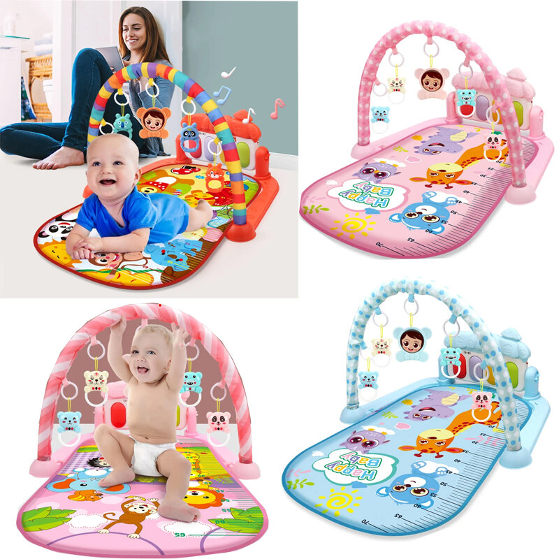 Детский игровой коврик, детская фитнес-рамка для ползания, игрушка для новорожденных, игровой тренажерный зал, музыкальная педаль, пианино для новорожденных 0-1 лет