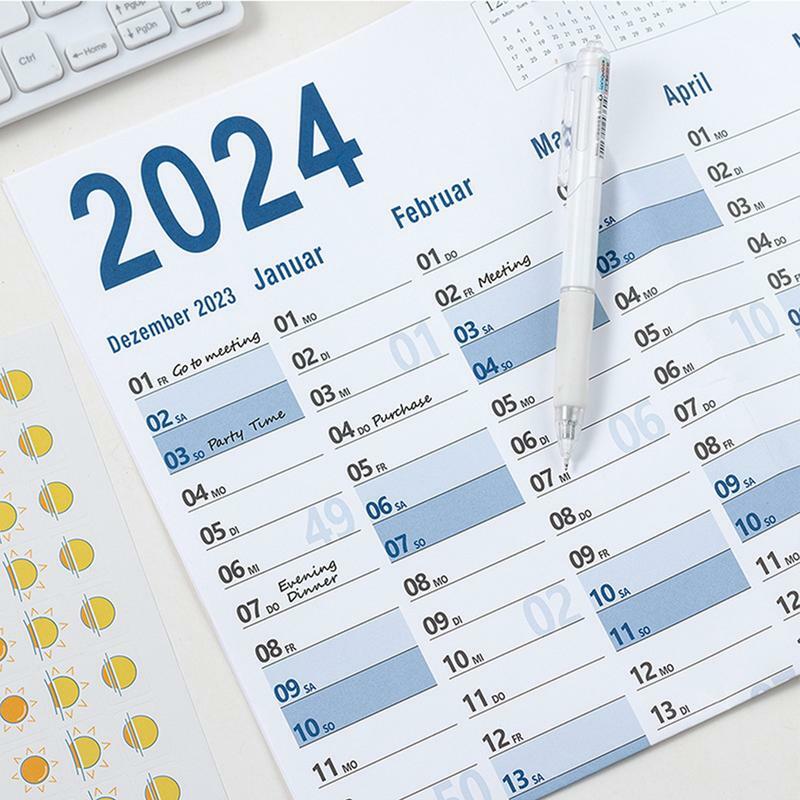Kalender Tahun Penuh besar 2024 tahun tahunan bundar kalender besar tahun penuh kalender 365 hari kalender Poster besar untuk