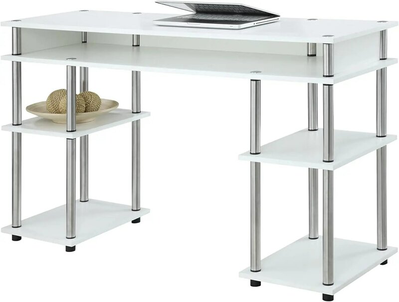 Convenience Concepts Designs2Go No Tools Student Shelves Desk, 47.25" L x 15.75" W x 30" H, White