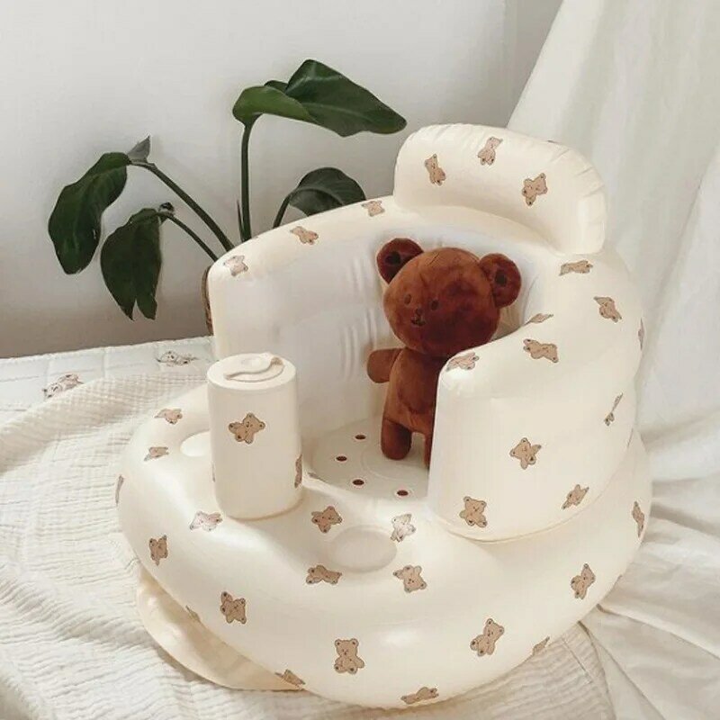 Kursi Duduk Bayi Tiup Kursi Mandi Sofa Bayi Multifungsi PVC Keselamatan Mainan Kolam Renang Kursi Makan Latihan