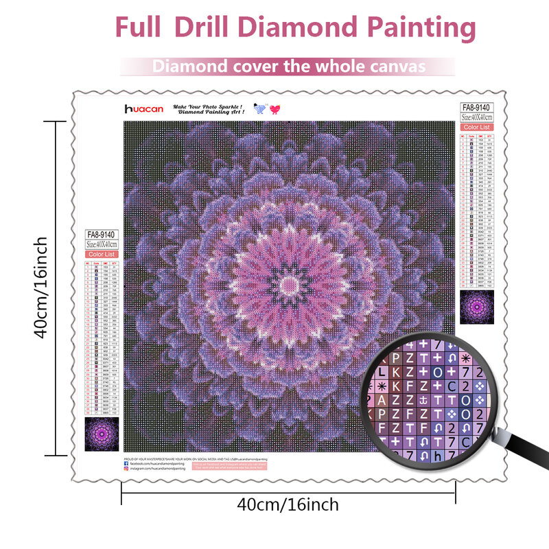 HUACAN 5d pittura diamante fai da te Mandala diamante ricamo punto croce immagini di fiori di strass mosaico decorazione