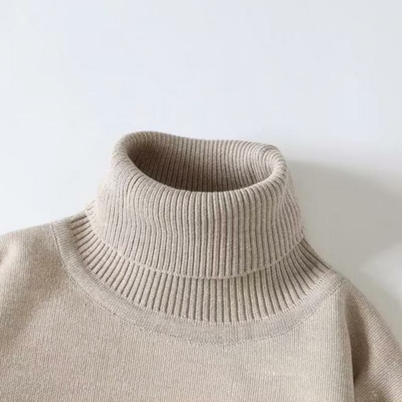 Men Winter Sweater Thickened Knitted High Collar Neck Protection Sweater Cold Resistant Soft Plush Pullover Autumn Sweater