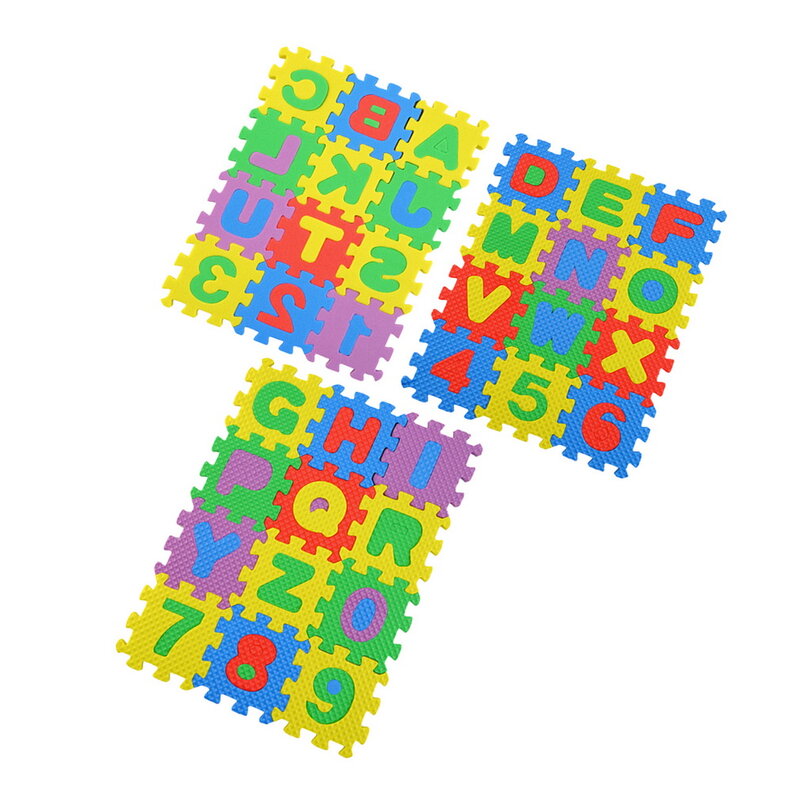 만화 영어 알파벳 패턴 아기 크롤링 매트 퍼즐 장난감, EVA 폼 요가 레터 매트 학습 장난감, 세트당 36 개, 5*5cm