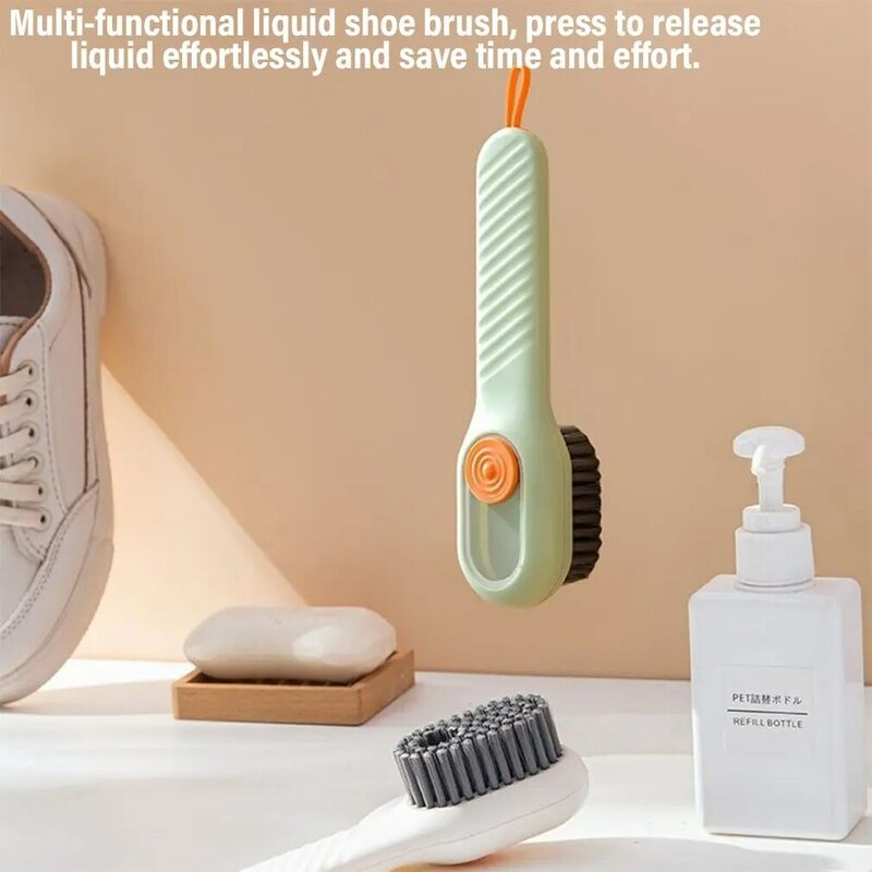 Multifunction Cleaning Shoe Brush Soft Automatic Liquid Shoe Brush Long Handle Clothes Brush Soap Brush With Hook Clean Tool